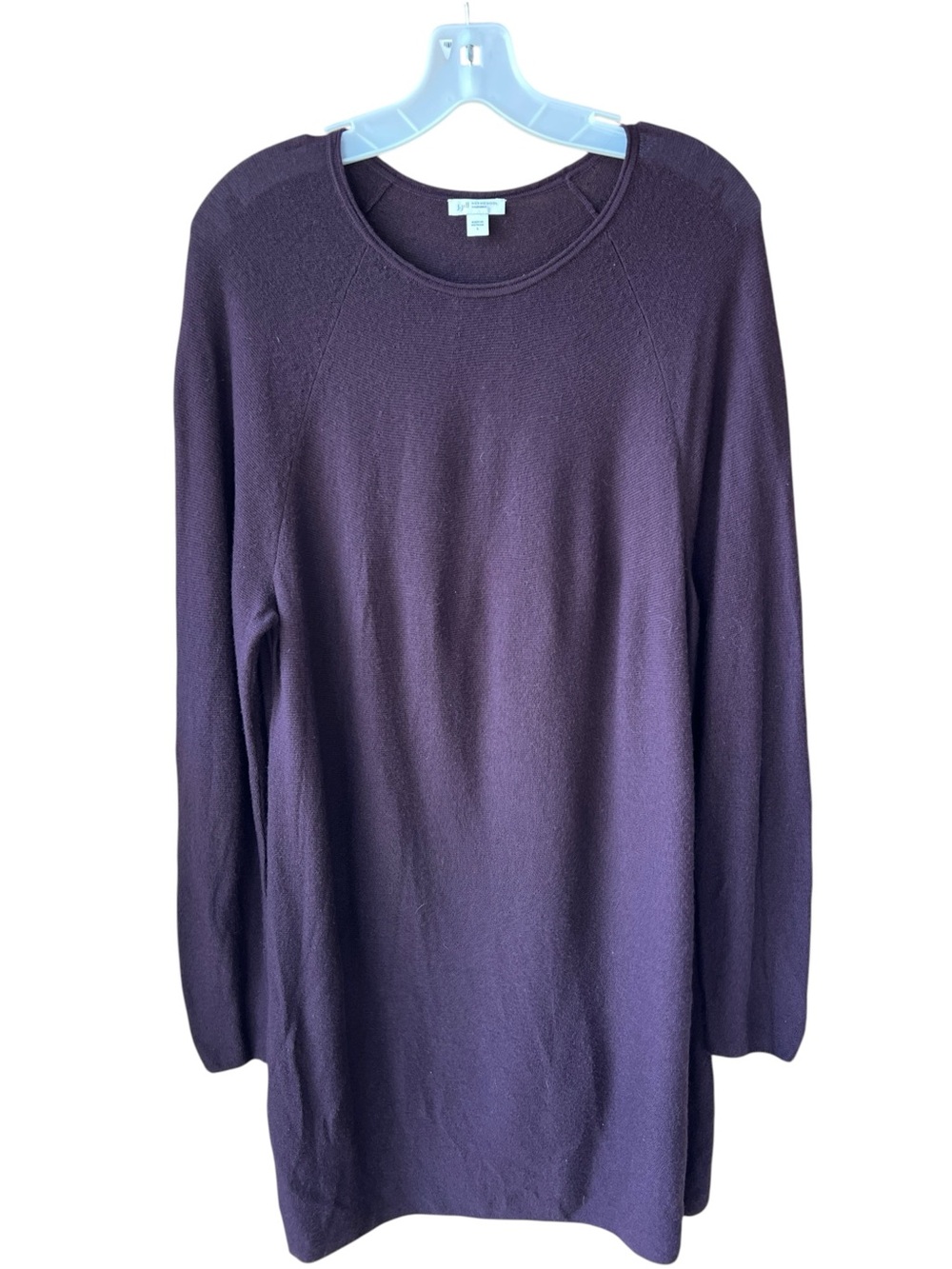 J.Jill Sz L Dark Plumb Merino Wool Sweater Dress Midi